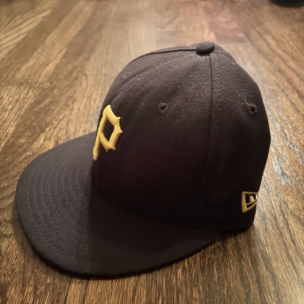 Pittsburgh Pirates Hat Cap Fitted Mens 7 1/4 Black MLB Baseball 59FIFTY New Era